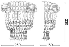 Ideal Lux - Krištáľové nástenné svietidlo DUBAI 2xE14/28W/230V zlatá