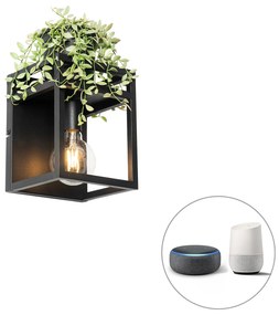 Inteligentná nástenná lampa čierna s poličkou vrátane Wifi G95 - Cage Rack
