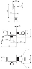 Deante BQL_034M-Bidetová batéria so sprškou pre podomietkovú inštaláciu BLUR lesklý chróm