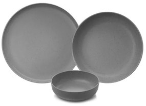 12-dielna jedálenská súprava, sivá/porcelán
