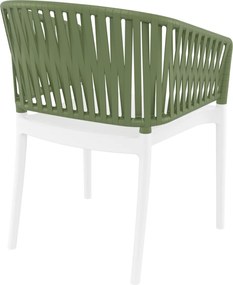 PORTOFINO záhradná stolička s podrúčkami white/olive green