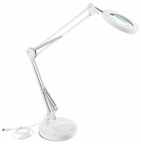 Extol - LED Stmievateľná stolná lampa s lupou LED/8W/5V 2900/4500/7500K biela