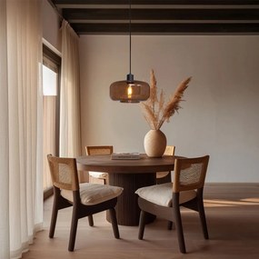 Retro závesné svietidlo čierne s bronzovým sklom - Bizle