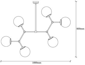 Závesné svietidlo pre 6 žiaroviek v zlato-bielej farbe Opviq lights Damar