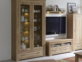 Široká vysoká vitrína Atik, dub riviera