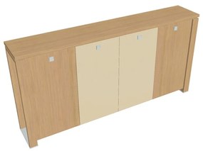 Stredná šatníková skriňa Verno+ 260 x 46 x 130 cm, kombinované dvere, dub svetlý / vanilka