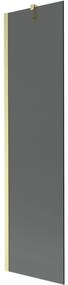 Mexen Next, 1-krídlová vaňová zástena 50 x 150 cm, 6mm šedé sklo, zlatá matná, 895-050-000-00-40-55