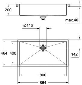 GROHE K700 - Nerezový drez s odtokom, kartáčovaná nerezová oceľ 31580SD1