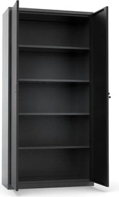 Dielenská plechová skriňa G1, 1800 x 900 x 380 mm, 4 police, grafit