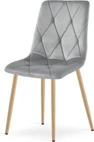 Set dvoch jedálenských stoličiek LIBRA zamatové, svetlosivé / hnedé nohy (2 ks)