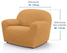 Super strečové poťahy RUBINIA zlatá kreslo (š. 70 - 110 cm)