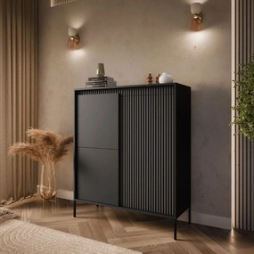 VYSOKÁ KOMODA RAYMOND 3D ČIERNA MATNÁ 103 cm
