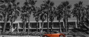 Obraz - Retro červené auto (120x50 cm)
