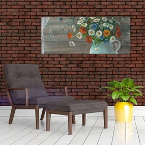 Obraz - Lúčne kvety, olejomaľba (120x50 cm)