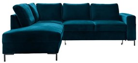Tyrkysová zamatová rozkladacia rohová pohovka (ľavý roh) Lofty Lilly – Miuform