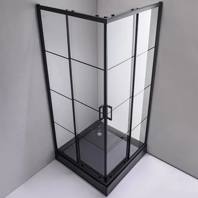 BPS-koupelny Štvorcový sprchovací kút BL32B 90x90 čierna/transparent + vanička SXL02B BL čierna