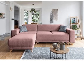 Ružová rozkladacia/s úložným priestorom rohová pohovka Classy Sophie – Miuform