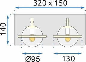 Toolight Toolight, nástenné svietidlo 2xG9 APP1221-2W, čierna-zlatá, OSW-40029