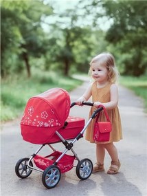 Detský kočík pre bábiky 2v1 New Baby Monika červený