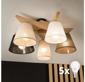 Brilagi - LED Prisadený luster ANTHONY 5xE14/40W/230V dub