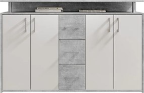 Komoda Drift, šedý betón/biela