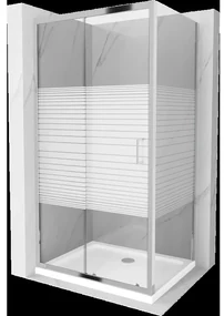 Mexen Apia sprchová kabína, posuvné dvere 90 x 80 cm, pruhy, chrómová + závesný bidet Flat - 840-090-080-01-20-4010