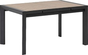 DEOKORK Hliníkový stôl VANCOUVER 142/202x90 cm (antracit/efekt dreva)