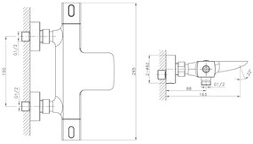 Sapho, MIXONA nástenná vaňová termostatická batéria, chrómová, MG410