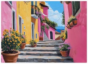 Obraz - Ružová ulička (70x50 cm)