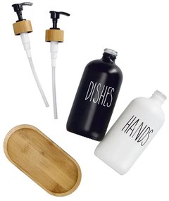 Zeller Present 2. akosť - Súprava dávkovačov s podložkou - pohár a mydlo, BLACK&WHITE