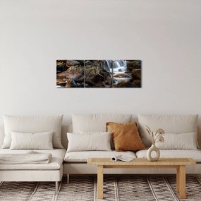 Obraz kamenistého potoku (s hodinami) (90x30 cm)