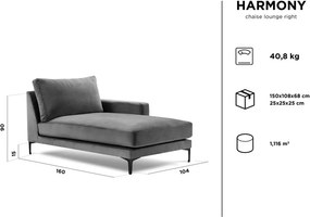 Žltá zamatová leňoška Kooko Home Harmony, pravý roh