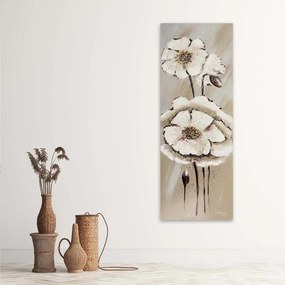 Obraz na plátně Béžová malovaná květina - 40x120 cm