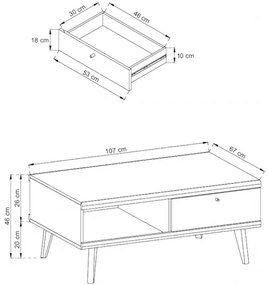 Konferenční stolek Primo 107 cm  dub Riviéra/bílý
