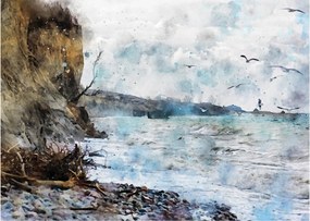 Sklenený obraz - Útes, akvarel (70x50 cm)