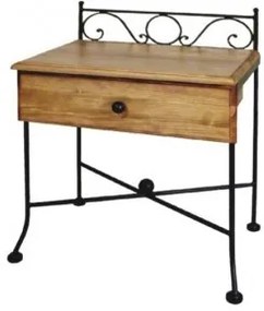 IRON-ART Nočný stolík ROMANTIC - so zásuvkou, kov + drevo