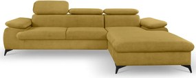 Rohová sedacia súprava Scala, žltá látka, pravý roh