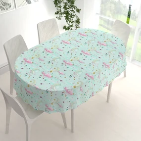 Biante Detský bavlnený oválny obrus Sandra SA-522 Mesačná obloha na mintovom 120x200 cm
