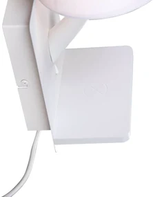 Moderná nástenná lampa biela s USB-C a indukčnou nabíjačkou - Comfort