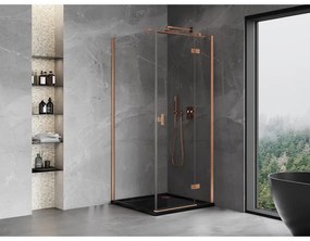 Mexen Mist H T, sprchový kút s výklopnými dverami pravý 110 x 110 cm, číre sklo, medená matná, 8A5T-110-110-65-00-P
