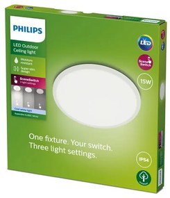 Philips 8719514417991 Exteriérové stropné svietidlo Philips SuperSlim LED 15W, 1500lm, 4000K, IP54, biela