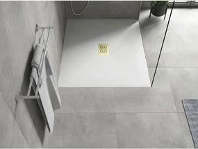 Mexen Hugo, obdĺžniková sprchová vanička SMC 120 x 100 cm, biela, zlatá krytka, 42101012-G