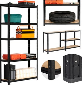 Kovový regál REGMET 90x30x180 cm černý