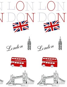 BISK Erga Peva, sprchový záves 180x200cm, polyester, biela-červená vzor London, ERG-06870