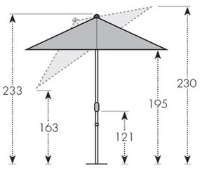 Doppler ACTIVE 210 x 140 cm - slnečník s automatickým naklápaním kľukou tehlový (terakota - kód farby 831), 100 % polyester