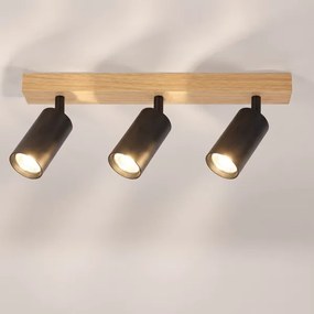 Brilagi - Bodové svietidlo SELE 3xGU10/30W/230V čierna/dubový dekor