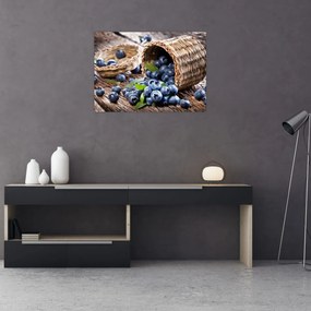 Sklenený obraz - Šťavnaté čučoriedky (70x50 cm)