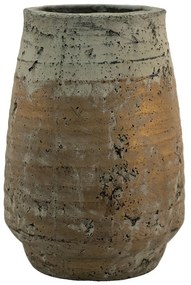 Béžovo-šedý cementový kvetináč / váza s patinou - Ø19*27 cm