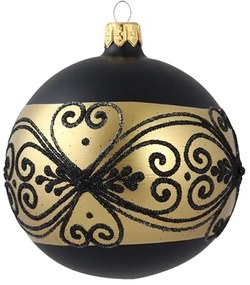 Vianočná guľa čierna zlatý dekor