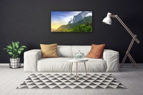 Obraz Canvas Zámok v horách les príroda 125x50 cm